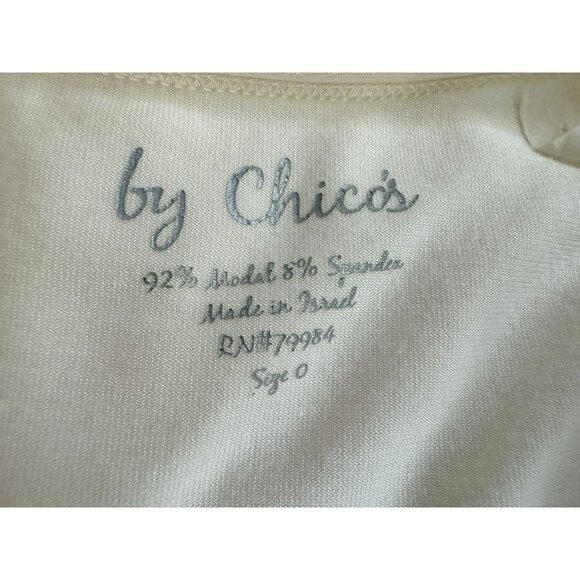 Chico's Women's Ivory Tank Top Modal & Spandex Scalloped Ribbon DetaiSize 0 XS - Picture 4 of 4